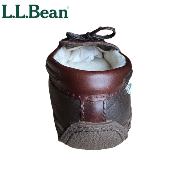 NIB L.L. Bean Womens Bison Leather Shearling Lined Moccasins Size 8 - Picture 5 of 7